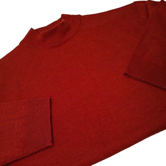 Vintage Y2K Turnbury Extra-Fine Merino Wool Sweater -L Mockneck Copper Mended - Picture 6 of 10